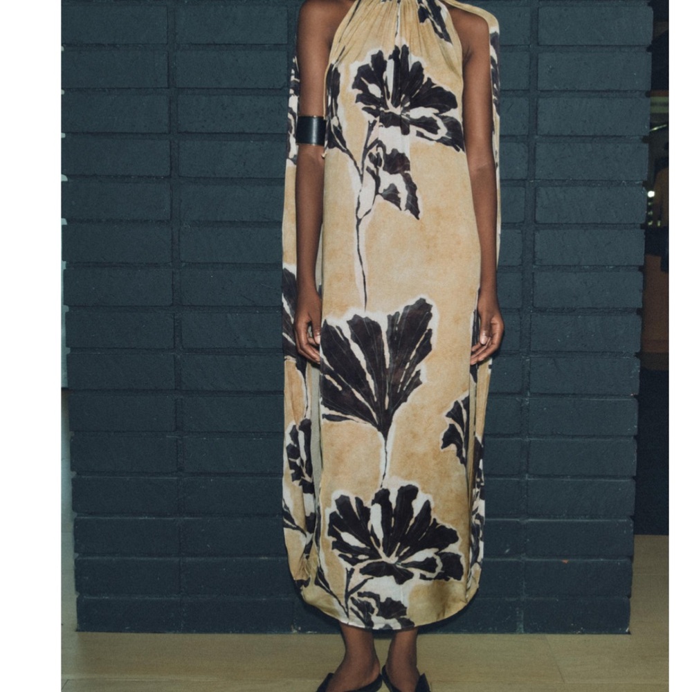 Zara Black and Cream Cape dress NWT